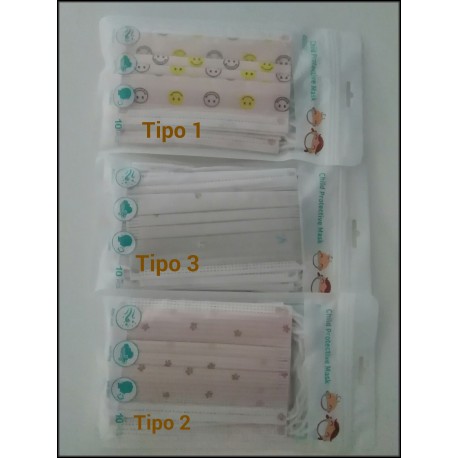 Mascarilla higiénica infantil desechables 10uds